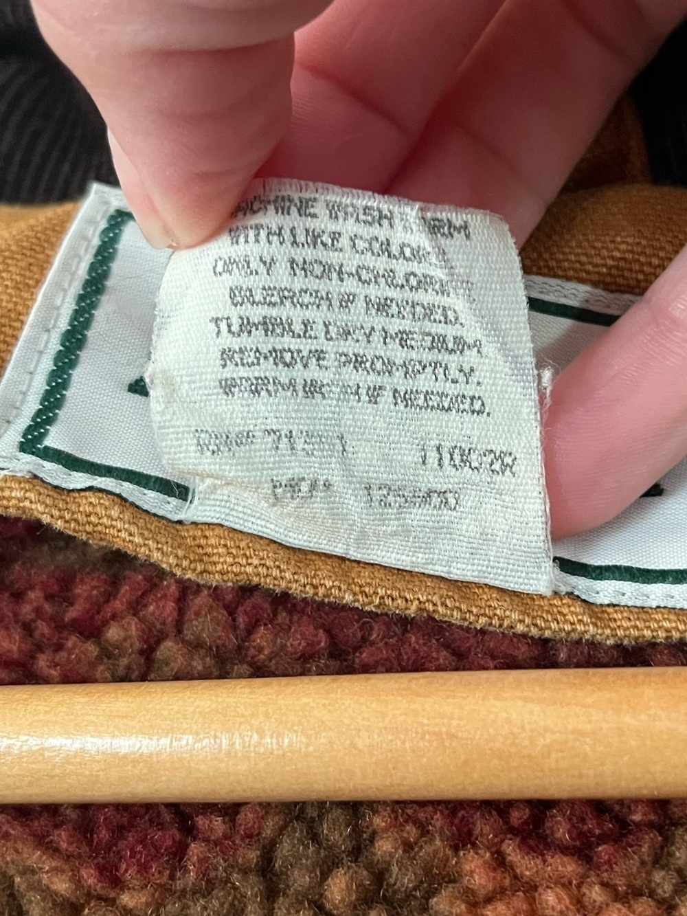 Vintage LL Bean Sherpa Lined Aztec Duster Coat Canvas Chore Rancher Tan Trench - Picture 9 of 16
